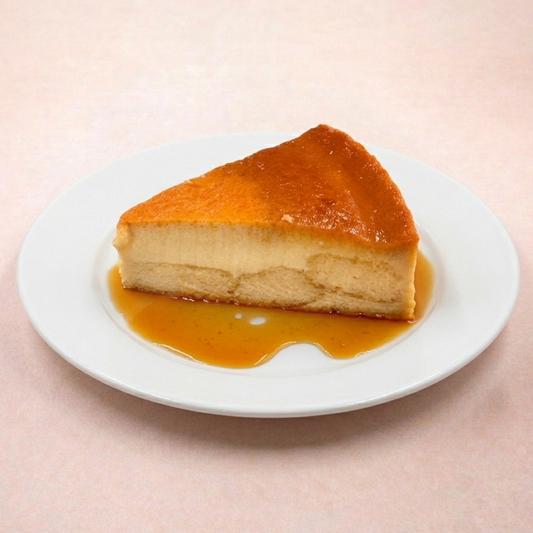 Flan de vainilla y bizcocho